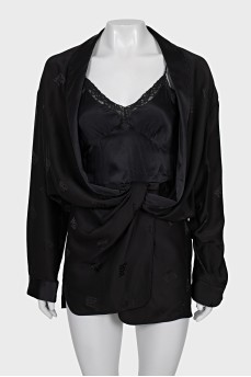 Silk mini dress with long sleeves
