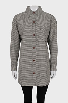 Сорочка оверсайз в принт гусяча лапка