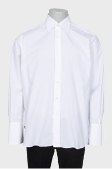 Men's white straight button-down shirt