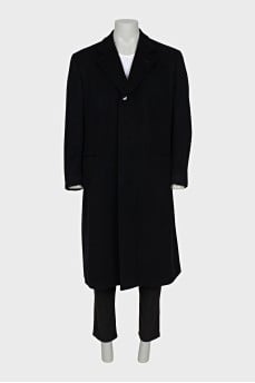 Men's straight wool coat with buttons