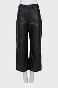 Leather straight pants