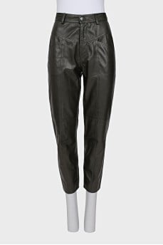 Leather tapered trousers