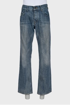 Men's wide-leg jeans with buttons