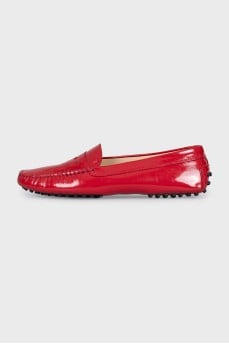Red patent leather loafers