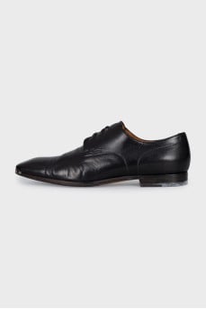 Men's black leather lace-up shoes