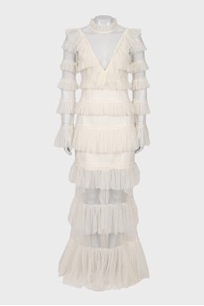 Sheer dress with zipper and ruffles