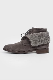 Gray men's boots with fur