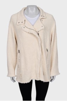 Straight cardigan with a zipper