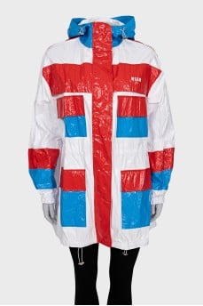 Long windbreaker with a hood