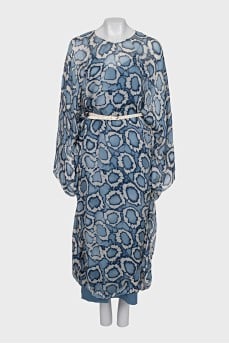 Silk dress with a belt