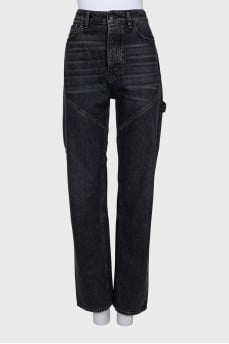 High-waisted wide-leg jeans