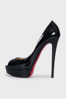 Leather open-toe heels
