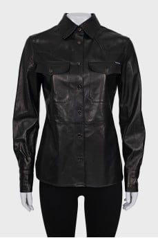 Leather button-down shirt