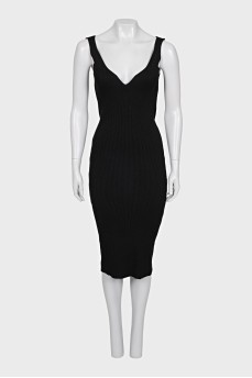 Black ribbed bodycon dress