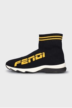 Black textile sneakers
