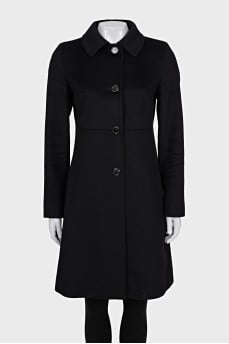 Fitted wool button-down coat