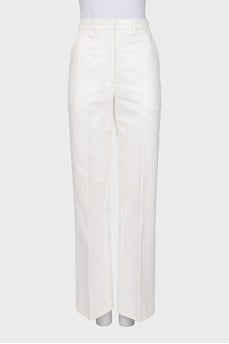 White high-waisted trousers
