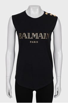 Black T-shirt with gold print