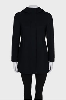 Fitted coat with elastic waist