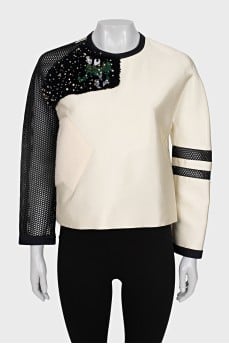 Straight cut blouse decorated with crystals