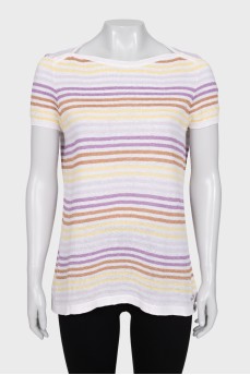 Knitted T-shirt made of linen and silk