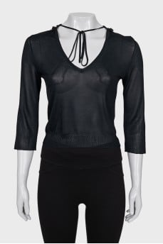 Cropped blouse with ties
