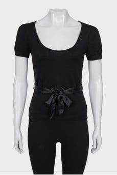 Black wool and silk blouse