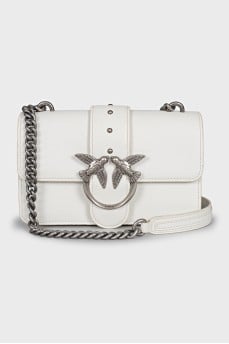 White leather bag with brand logo