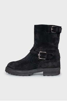Suede boots with silver decor