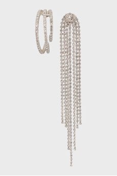 Asymmetrical earrings with crystals