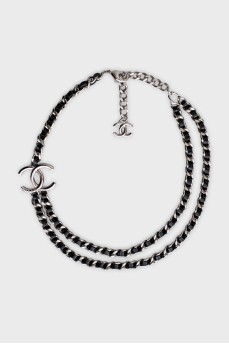 Silver necklace with brand logo