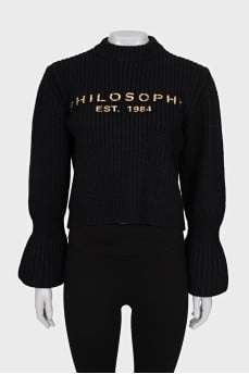 Wool jumper with gold print