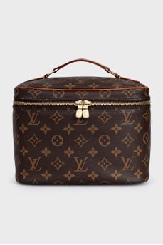 Cosmetic bag with zipper in the brand print