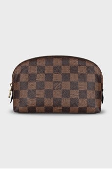 Cosmetic bag with a zipper in a signature print
