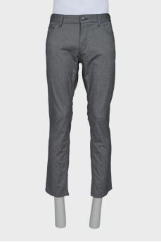 Men's gray straight-leg trousers