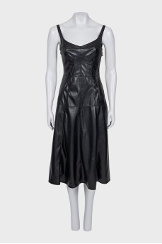 Leather sundress with a zipper