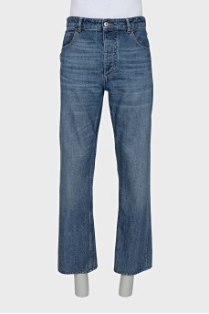 Men's straight-leg button-down jeans