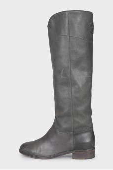 High boots made of gray leather