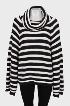 Oversized black and white striped sweater