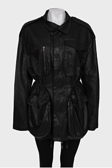 Demi-season parka with patch pockets