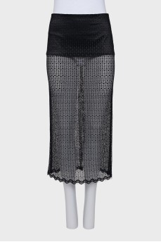 Sheer straight skirt with tag