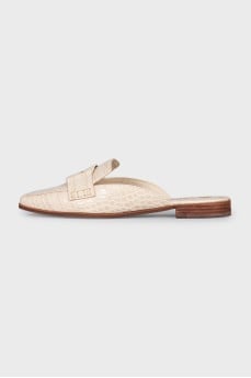 Leather flat mules