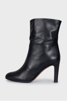 Black leather ankle boots with heels