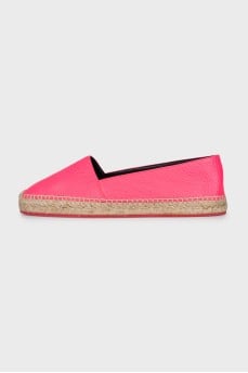 Pink leather espadrilles