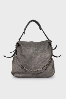 Leather tote with chains