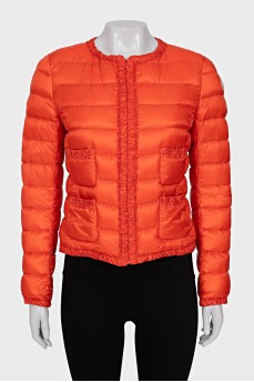 Orange jacket with a round collar