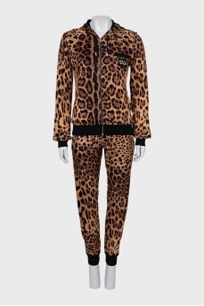 Leopard print three-piece suit