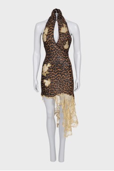 Animal print open back dress