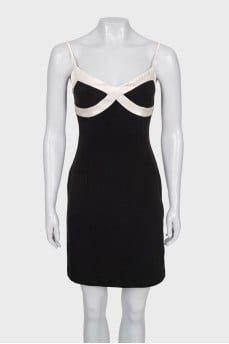Black mini dress with white inserts