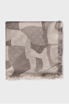 Silk and wool scarf with logo